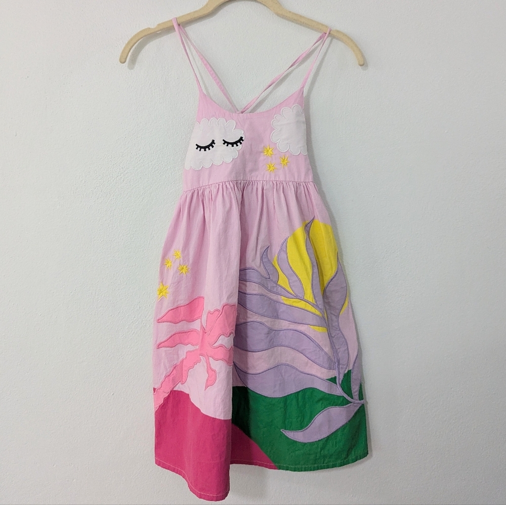 Agua Bendita Girls Joo Bah Capri Dress Cross Back Cloud Patchwork Pink 10